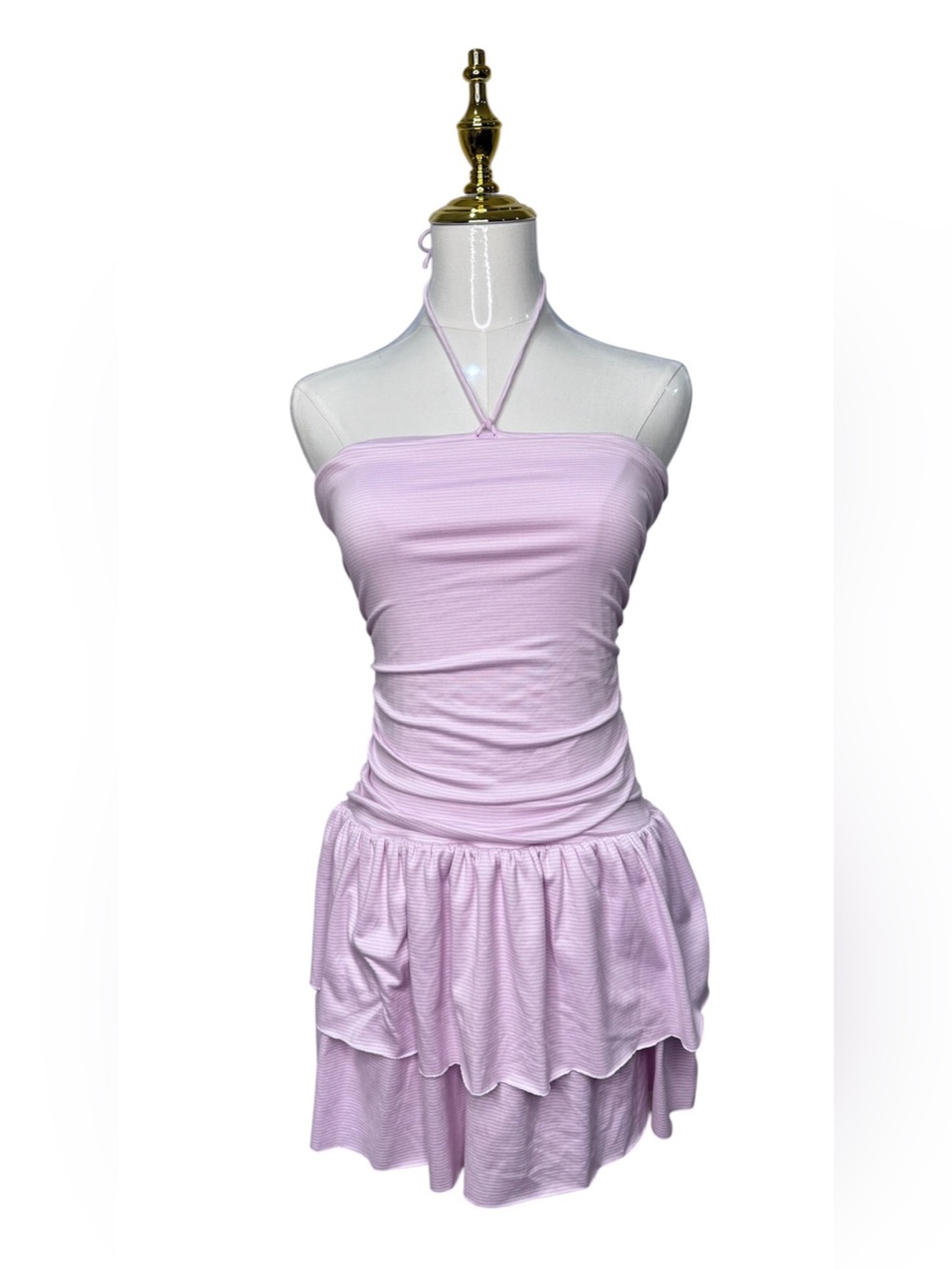 Light pink Strapless Ruffled Dress